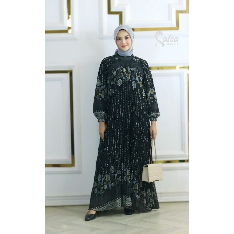 Gamis Plisket Cerutty Premium Motif Raisa Original