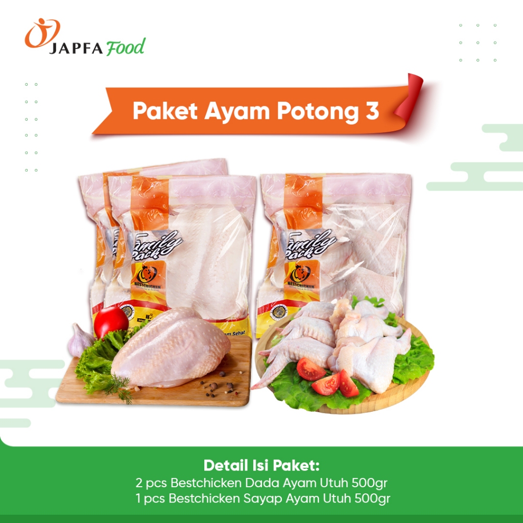 

Paket Ayam Potong 3 - Bundling Bestchicken Dada Ayam Utuh & Sayap Ayam