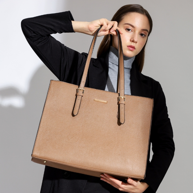 Tas Laptop Wanita 15,6 Inch Kulit Sintetis MINIKA Brisca Brown