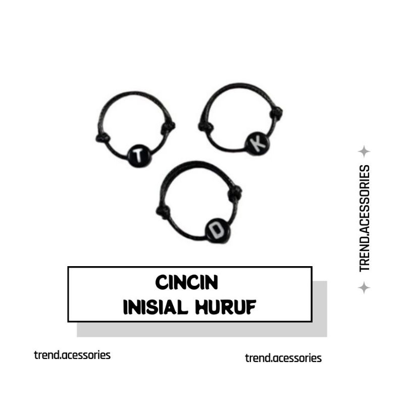CINCIN INISIAL HURUF A-Z /CINCIN TALI / CINCIN HURUF / CINCIN KOREA / CINCIN INISIAL / CINCIN COUPLE