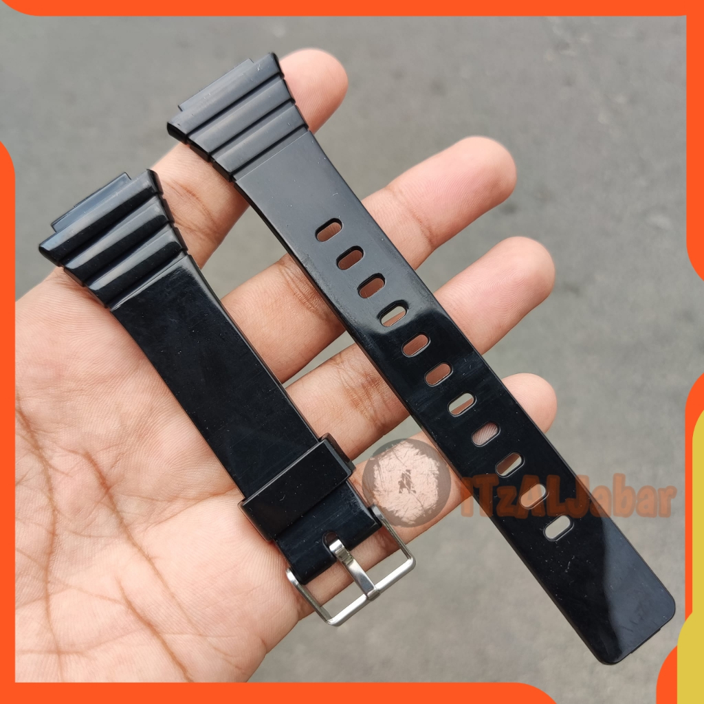 Tali jam tangan Casio W-215H Strap tali jam Karet W-215H hitam glossy