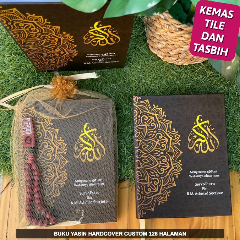 Buku Yasin Hardcover Custom Lembar Foto & Nama, 128 halaman