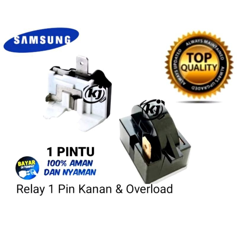 1 SET RELAY PTC OVERLOAD ORI KULKAS MEREK SAMSUNG DAN MIDEA UNTUK 1  DAN 2 PINTU # RELAY 1 PIN KANAN