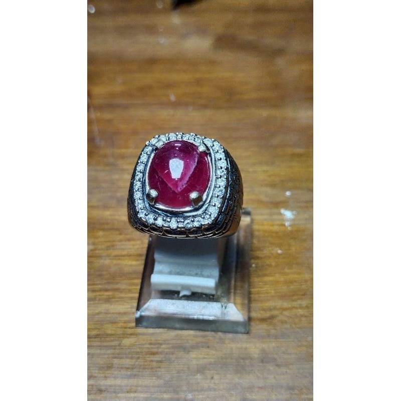 Natural Ruby Tanzania Ring Alpaka Super Size 18