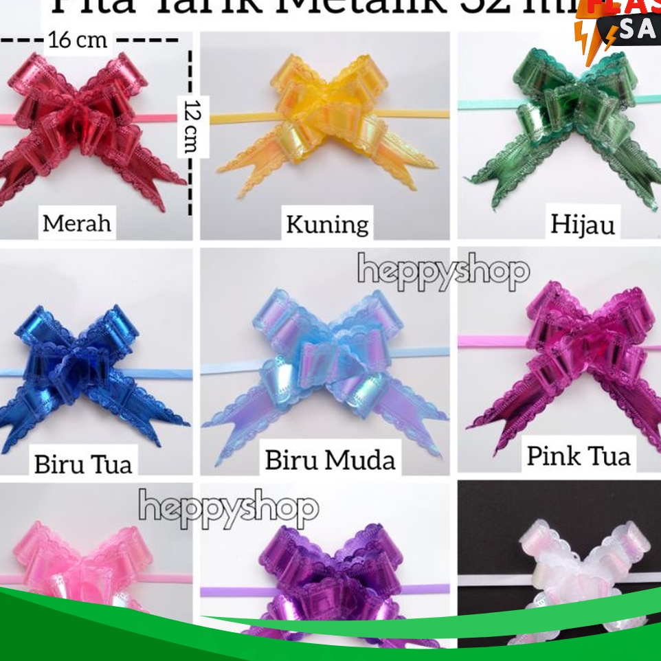 

LUAR BIASA Per 1 pcs Pita Tarik Metalik 32 mm Pita Serut