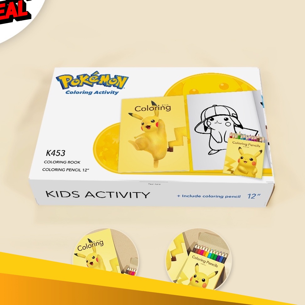 

TERBATAS K453 Pikachu Souvenir Ulang Tahun Anak Buku Mewarnai Dan Pensil Warna Pokemon