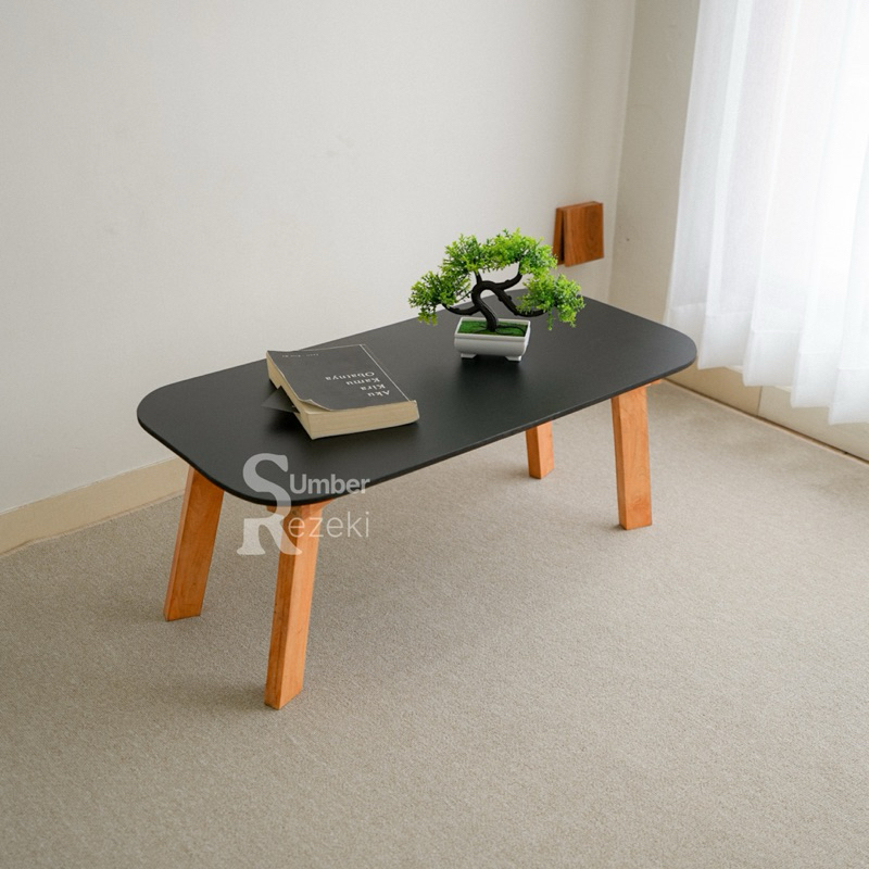 Meja Ruang Tamu Minimalis Lesehan Aesthetic Industrial Kayu Panjang