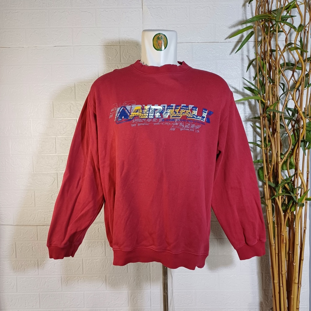 SWEATER CREWNECK AIRWALK ORIGINAL, MERAH, SIZE M-L (SECOND BRANDED) CN0193