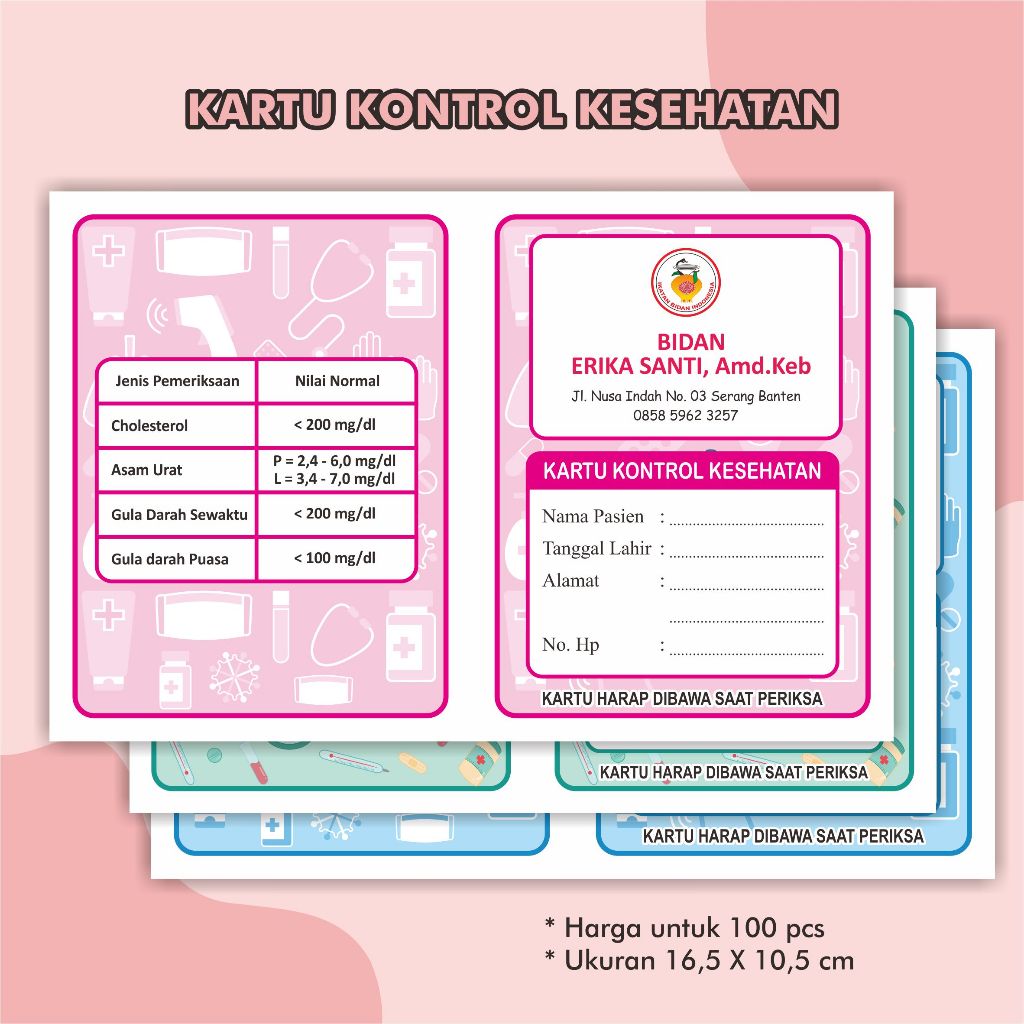 

KARTU PERIKSA LABORAT - KARTU CEK LAB - KARTU KONTROL KESEHATAN