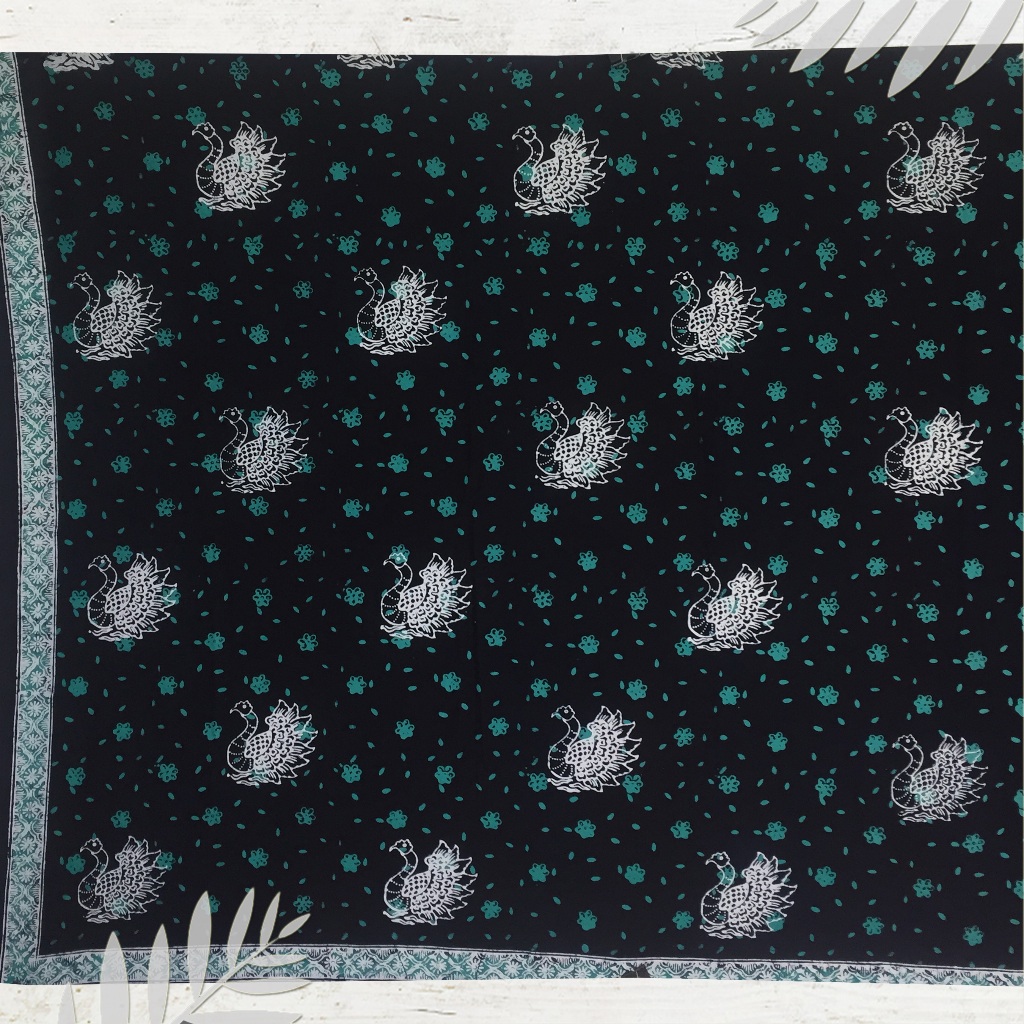 Batik jambi motif hijau melati | dasar bahan baju (Panjang.2m Lebar.105cm)