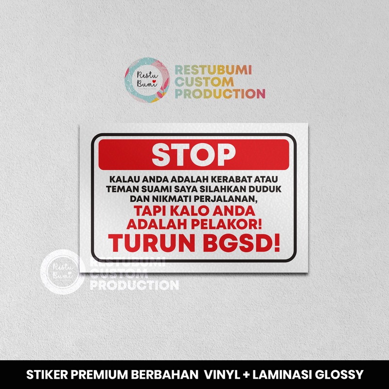 

Stiker Vinyl Pelakor BGSD