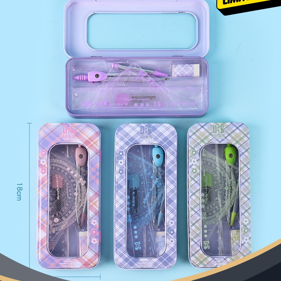 

HEBOH Jangka anak set Kompas set 8in1 Matematika set Penggaris set Compass set Math set pensil murah bonus penggaris dan penghapus Alat Tulis kotak pensil logam sekolah kantor pelajar