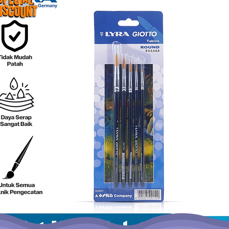 

PESTA DISKON Lyra Sikat Kuas Bulat 1 Set Taklon Round Brush Peralatan Gambar Lyr5698