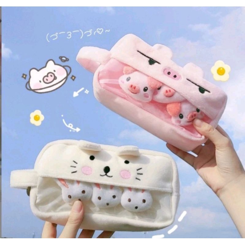 

[AJS] Tempat Pensil Lembut Dengan Bros Pin Mini Cartoon/Kotak Pulpen Sekolah