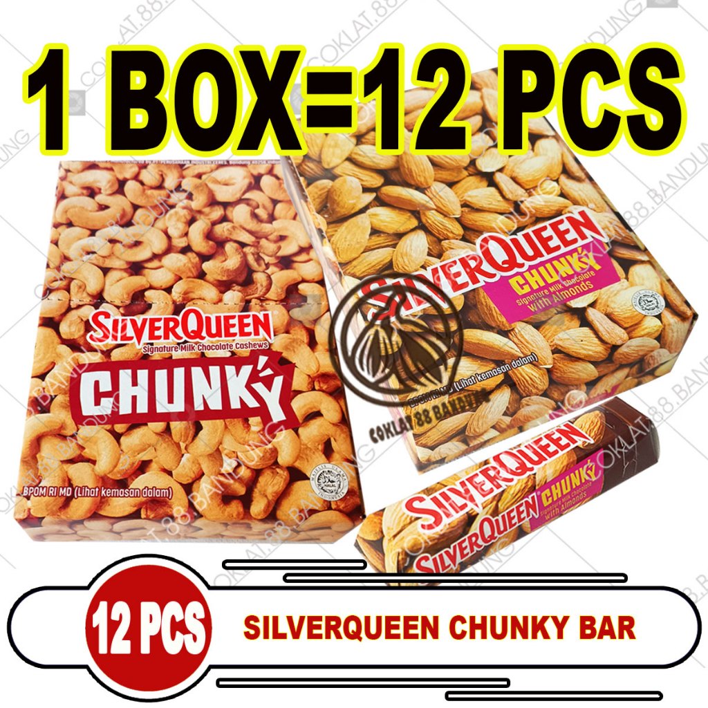 

SilverQueen Chunky Bar 30gr 1 Box Isi 12 Pcs, Coklat Silver Queen Chunky Bar Mini 30 gram