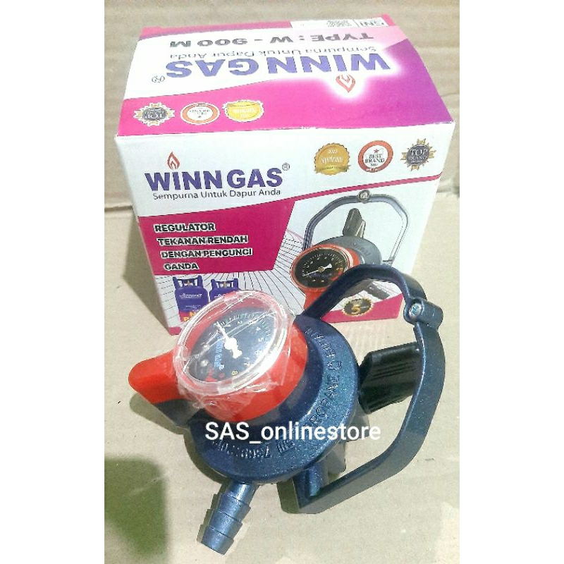 Regulator Kepala WINN GAS Meter W-900M ORI/Regulator Paket Hemat WINN GAS+Selang 1,8M