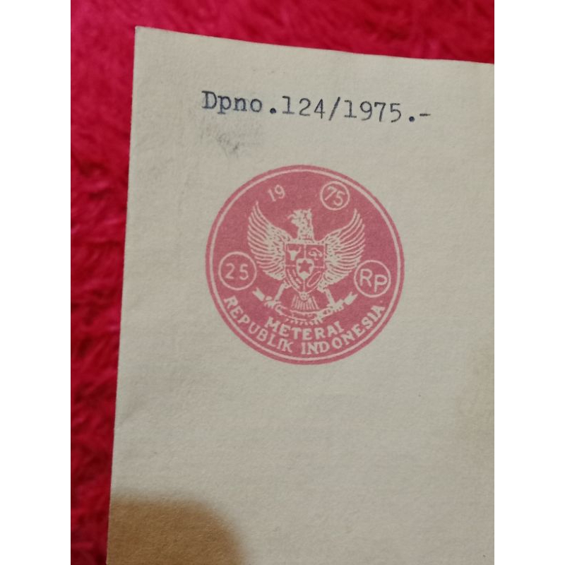 

Kertas Zegel Indonesia Bekas isi 25 rupiah Tahun 1975 Double ( Rangkap)