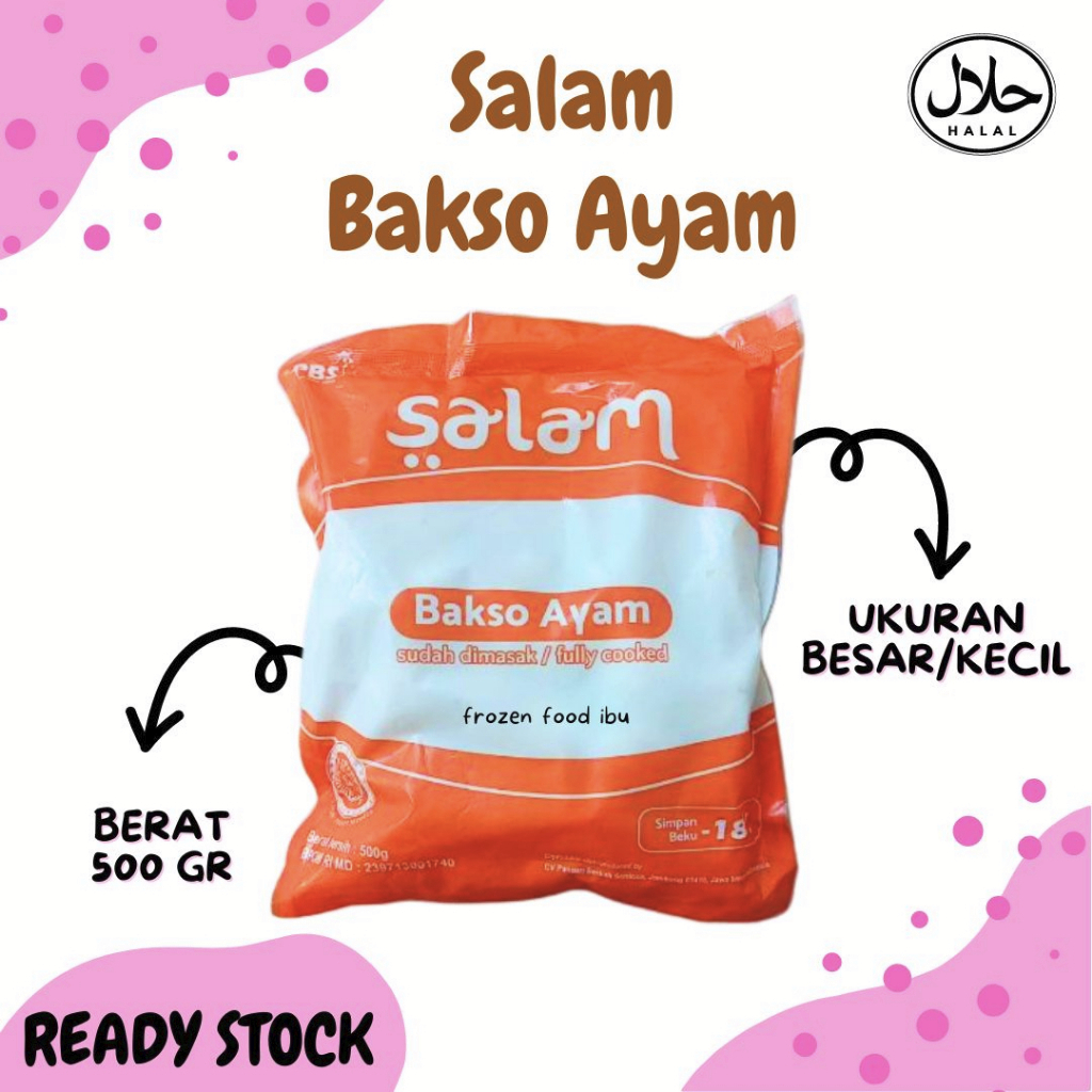 

Salam Bakso Ayam 500gr (ukuran KECIL)