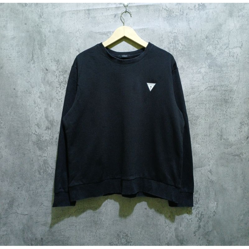 Crewneck Hitam GUESS Size XXL fit XL / Crewneck Pria&Wanita
