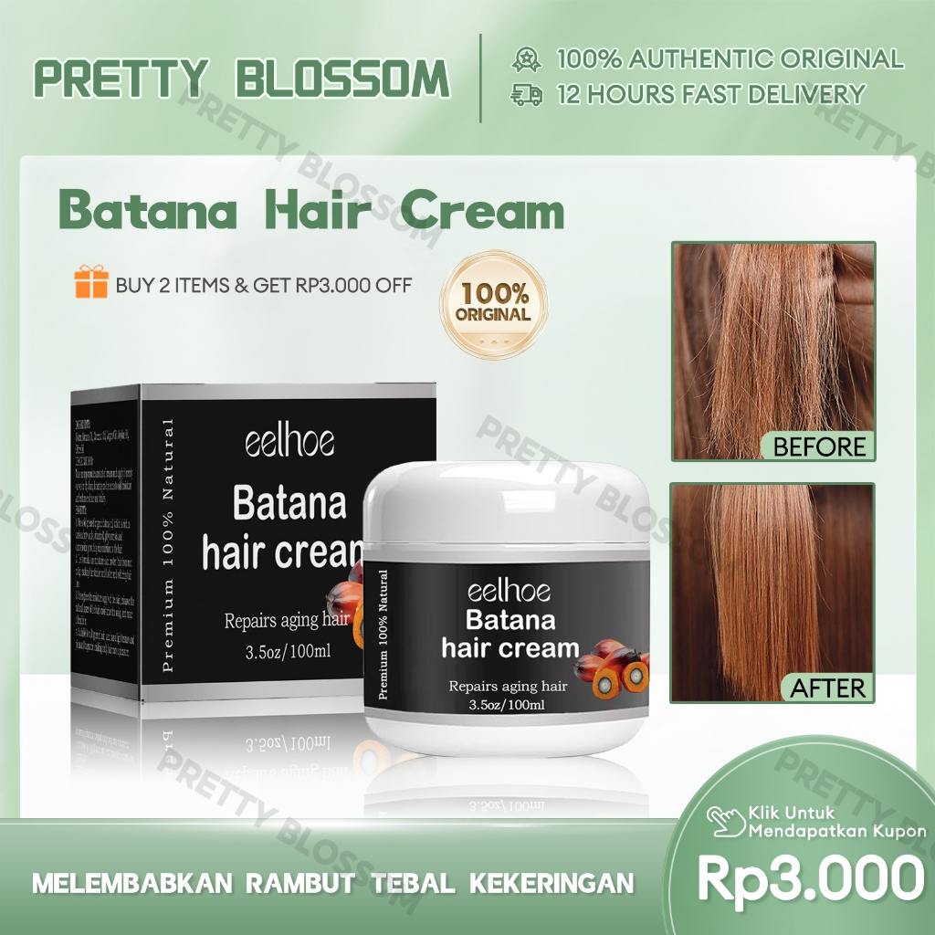 EELHOE Batana Oil 100ml Batana Hair Cream 100% Batana Oil Anti Botak Hair Growth Batana Hair Mask