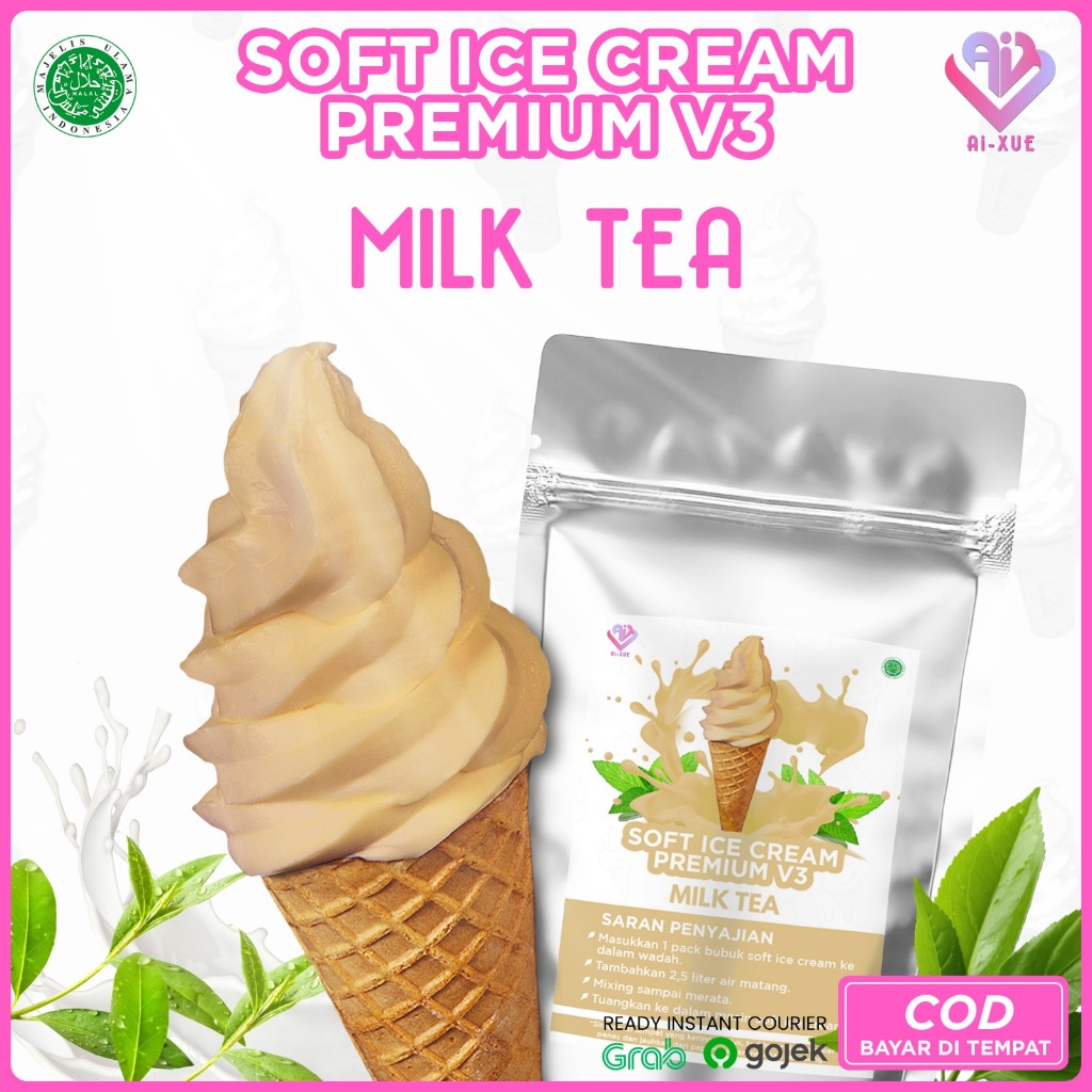 

Milk Tea Soft Ice Cream Premium Powder / Bubuk Es Krim Premium Halal Rasa Teh Susu 1Kg