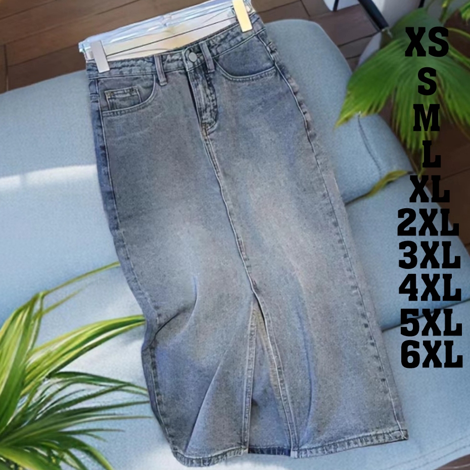 meissi.id  COD + BIGSIZE JUMBO —  Rok Jeans BIGSIZE JUMBO S-6XL rok jeans wanita jumbo retro biru ro