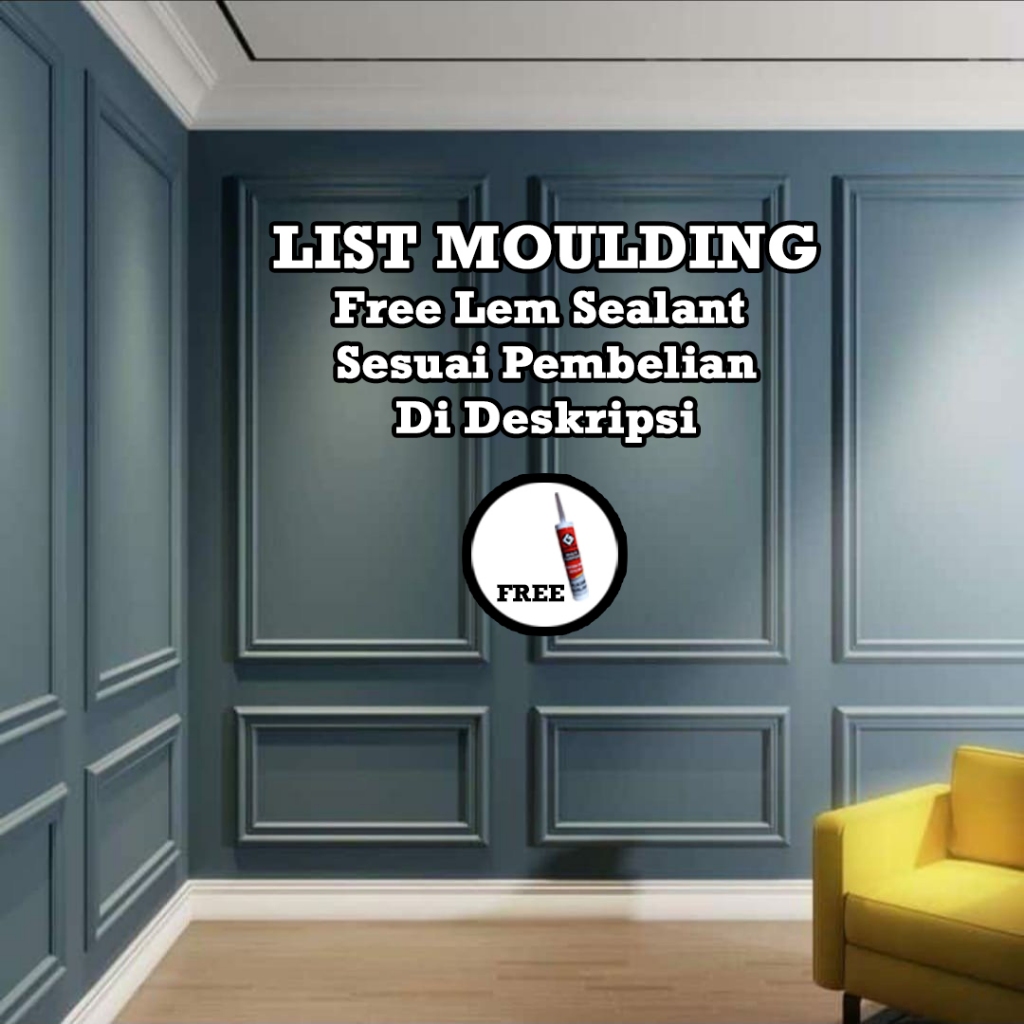 Lis Dinding PVC Panjang 290 cm Anti Rayap Profil Moulding Ukiran Dekorasi Rumah