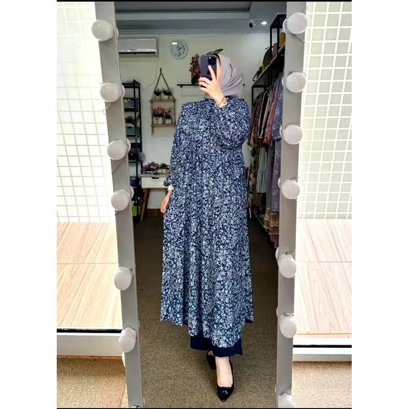 ONE SET BUNGA//ONE SET LONG TUNIK//SETELAN WANITA//