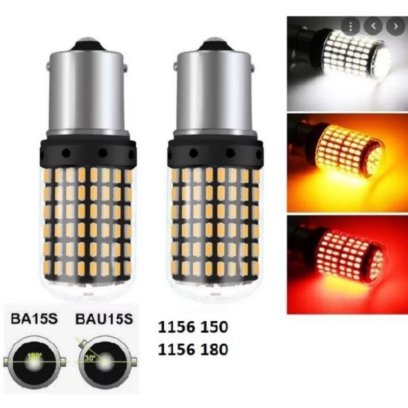 Lampu LED Sein dajjal Mundur S25 Bayonet 1156 bohlam KUNING SUPER BRIGHT TERANG mobil 2pcs