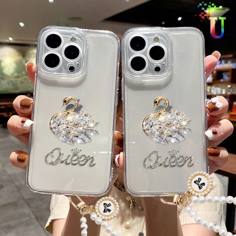 GC135 Silikon Clear Case Diamond Swan Queen Bracelet Phone Strap Softcase/ Casing Hp For SAMSUNG A26