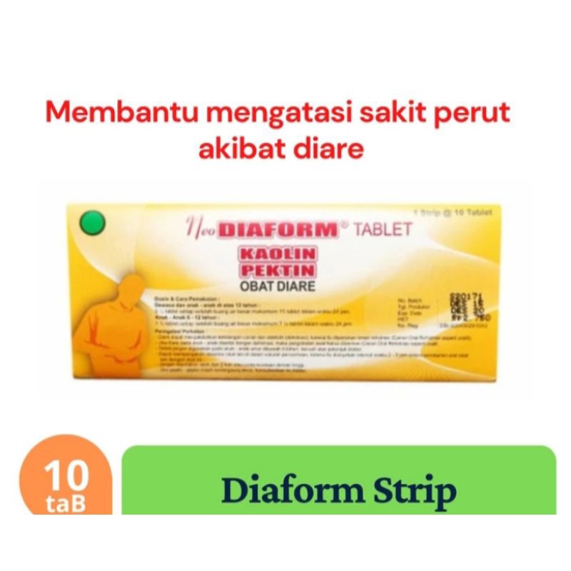 NEO DIAFORM TABLET KAOLIN PEKTIN OBAT DIARE 10 TABLET 1S