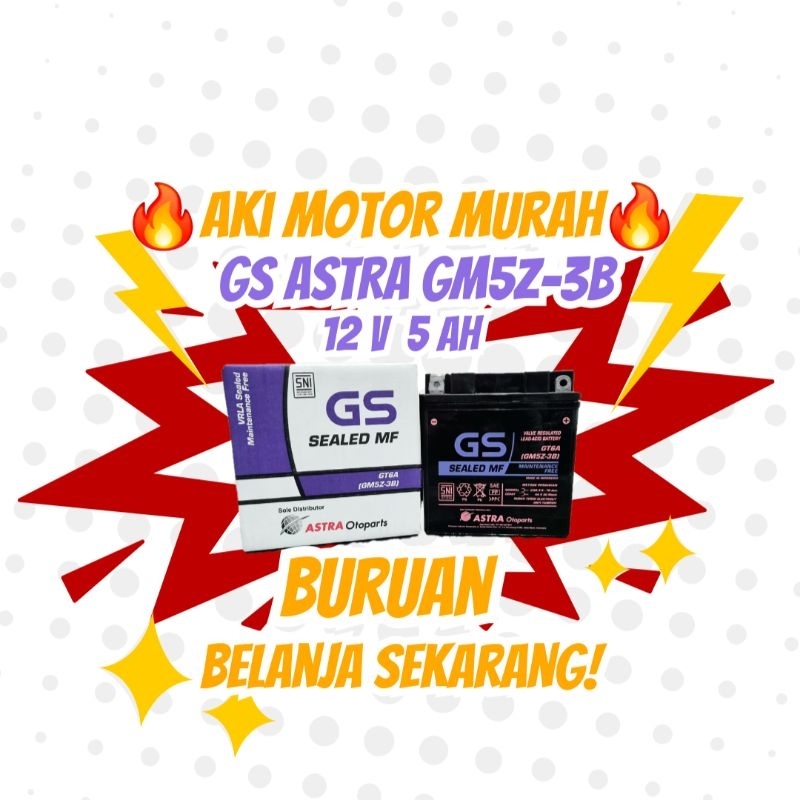 Aki Motor GS ASTRA GM5Z-3B ASLI ORIGINAL Aki Motor Mio Sporty Vega R Vega ZR Smash Supra Fit Shogun 