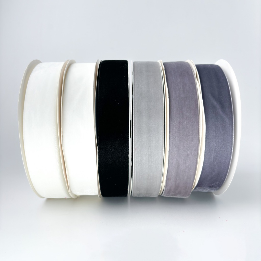 

2.5 cm - Pita Beludru | Velvet Ribbon White Black Grey