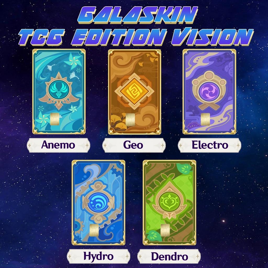 Stiker Sticker Skin Kartu Atm Genshin Impact Anemo Geo Electro Hydro Dendro Vision  TCG Special Holo