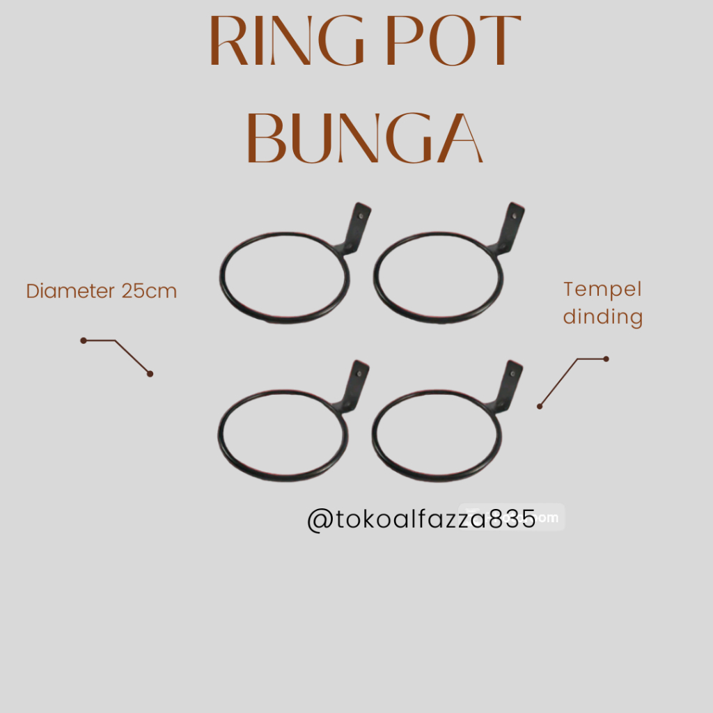 RING POT BUNGA BESI WARNA HITAM TEMPEL DINDING