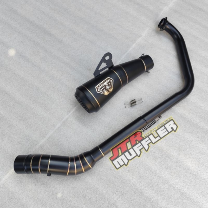 Knalpot R9 gp black R15 v2 v3 v4 Xsr 155 Mt15 Vixion R 155
