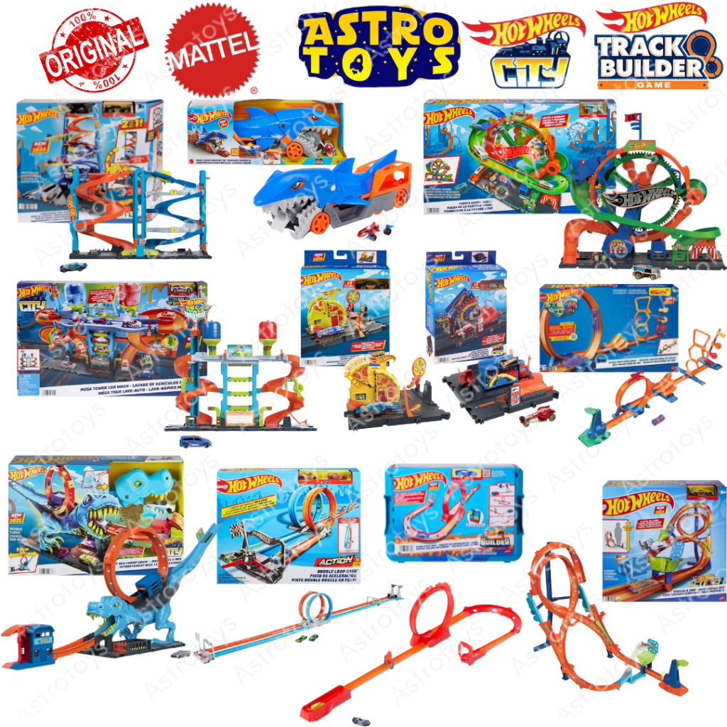 HOT WHEELS TRACK BUILDER LOOP & CITY DOWNTOWN MATTEL ORIGINAL - MAINAN ANAK TREK LINTASAN DAN