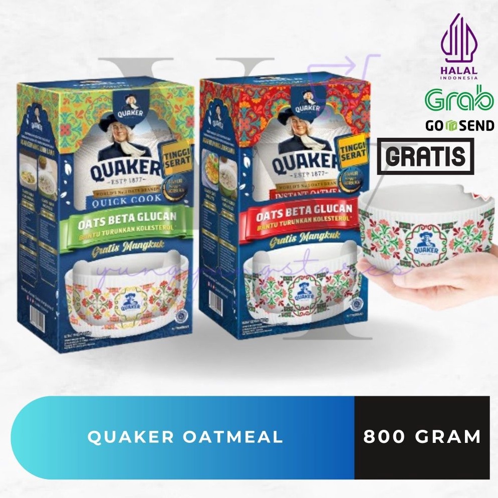 

MURAHV Quaker Instant Quick Cooking Oatmeal 8 gram Free Bowl Ramadhan Pack Nyaman