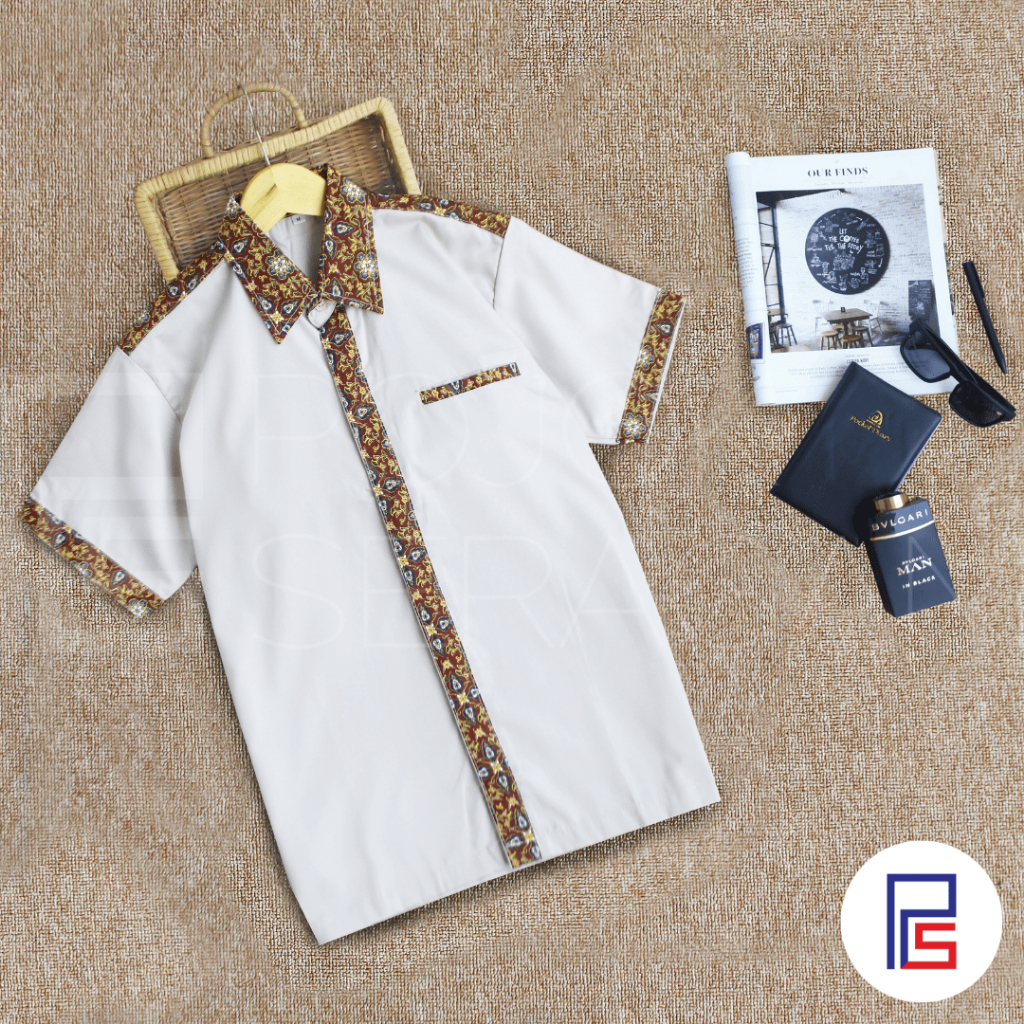 Kemeja Batik | Drill Kombinasi Batik | Baju Batik Pria | Batik Lengan Pendek | Baju Batik Kombinasi 