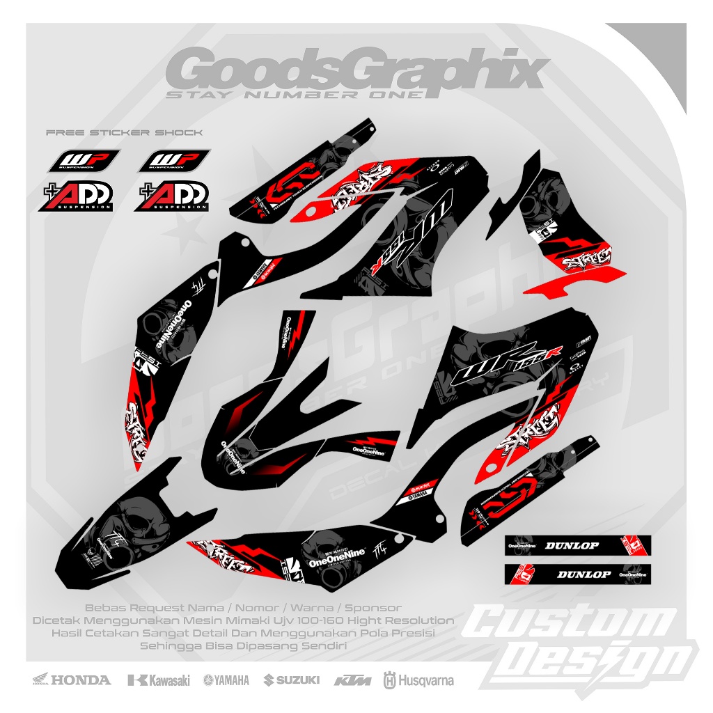 Decal Yamaha Wr 155 Design Custom - Decal Wr 155 Hitam Merah