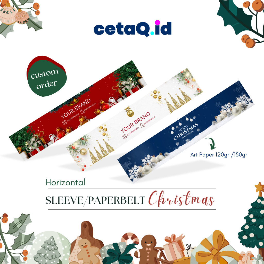 

[HARGA PERLEMBAR A3+] Paper belt Natal Horisontal, paperbelt christmas, sabuk kertas hampers[CUSTOM]