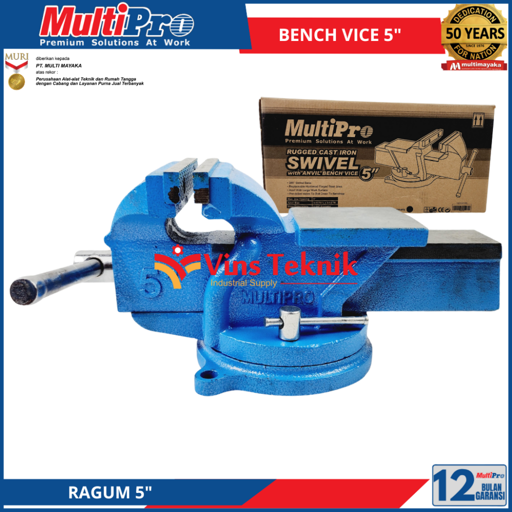 Ragum Multipro 5" Bench Vice Clamp Catok Paron Multipro