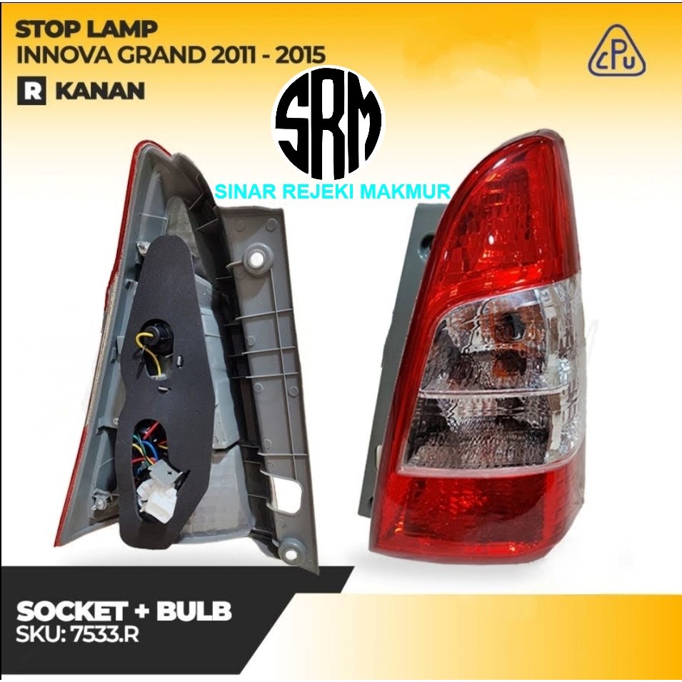 STOP LAMP LAMPU BELAKANG GRAND INNOVA BARONG 2011-2015 SOCKET + BULB