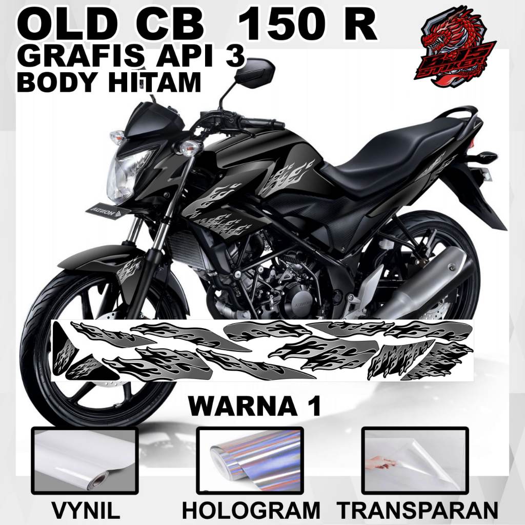Sticker Striping Old CB 150 r v3 CB150r lama v3 api3 body gelap ( hitam )