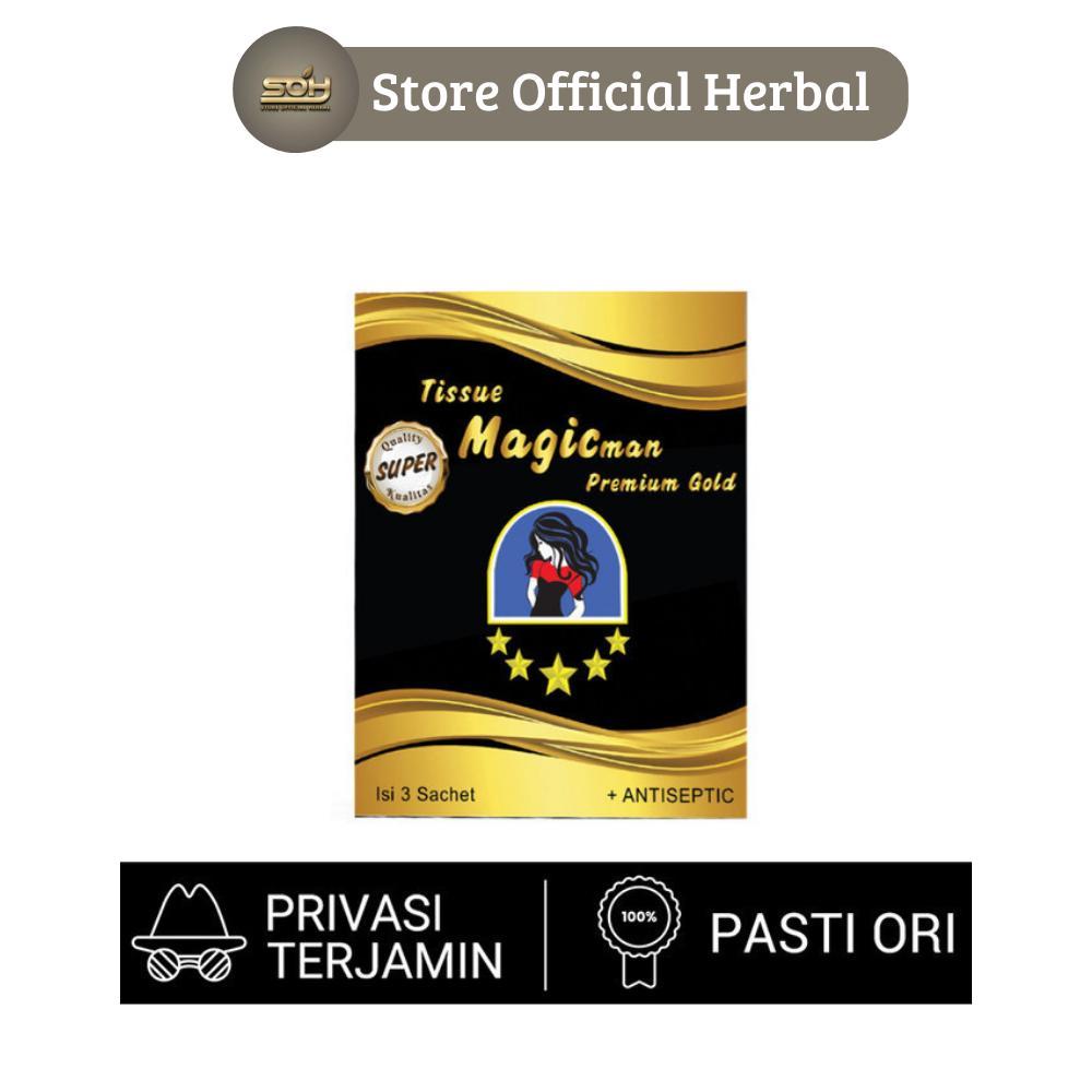 Tisu Magic lovers Man Premium Gold - 3 Sachets - Tissue Super Magic Tahan Lama