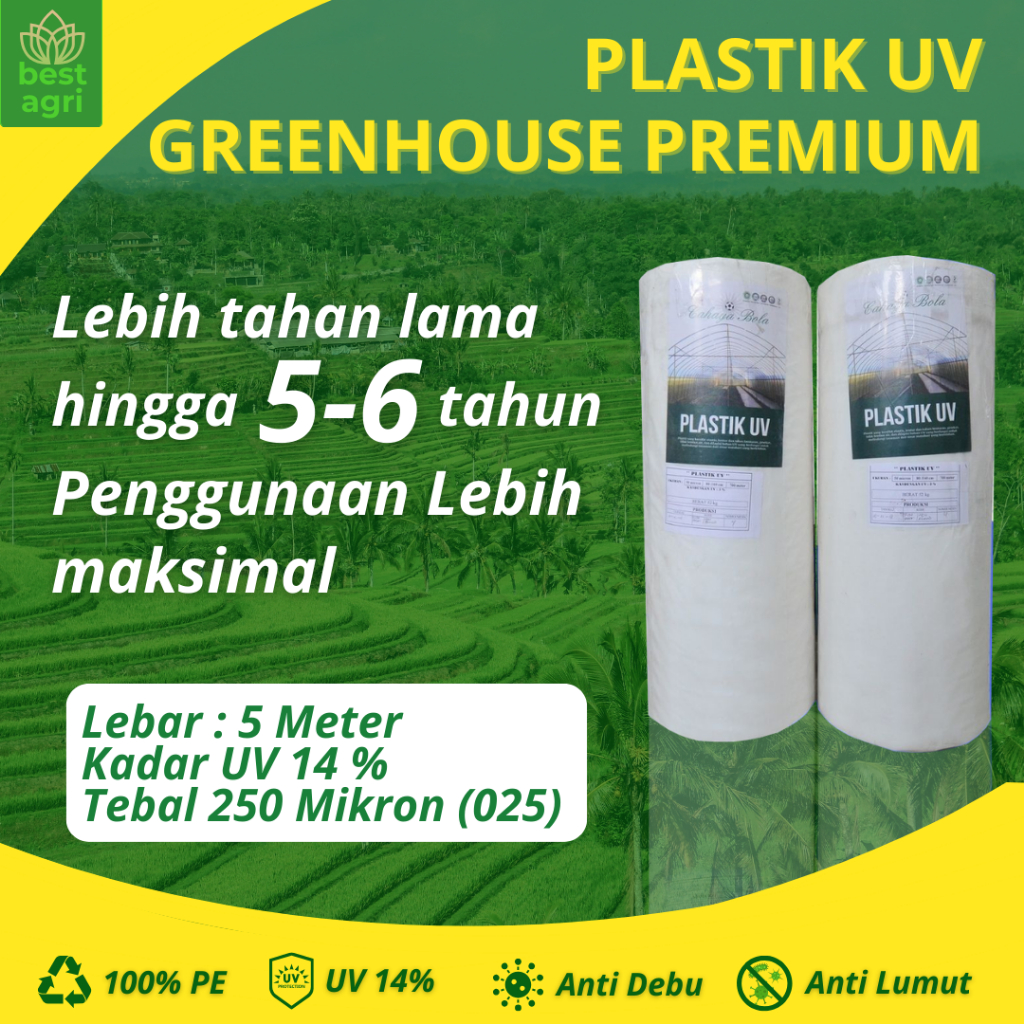 Plastik UV Lebar 5 Meter Tebal 250 mikron