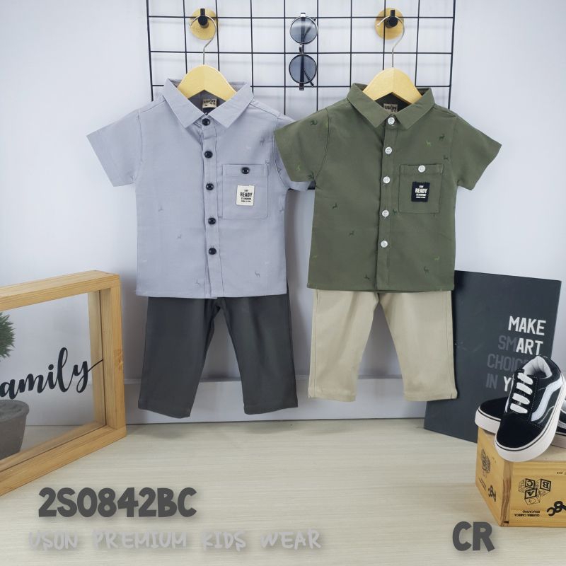 Uson Premium Kids Wear Setelan Kemeja Celana Panjang Anak Cowok Ukuran 100-130