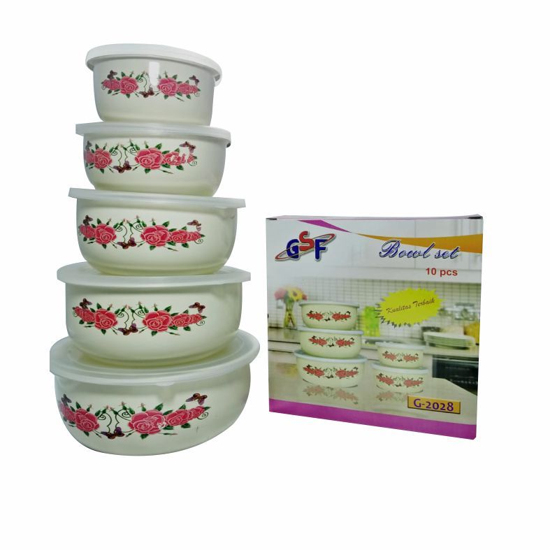 Bowl Enamel Set - Rantang Susun 5 PCS GSF G 2028 - Rantang Set Panci Set - PANCI SET - FRESH BOX SET