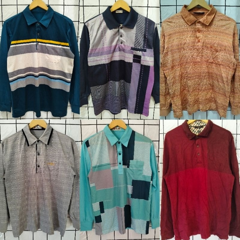 kaos kerah lengan panjang second