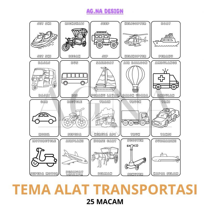 

(SATUAN) KERTAS MEWARNAI ANAK UKURAN A5 TEMA ALAT TRANSPORTASI | LATIHAN MEWARNAI ANAK